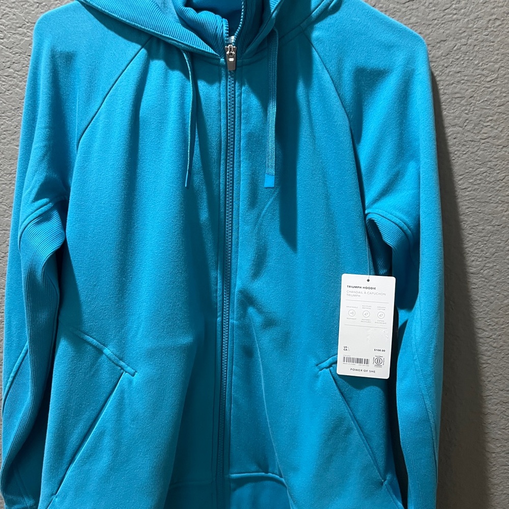 Athleta Triumph L Hoodie Blue Women's Jacket